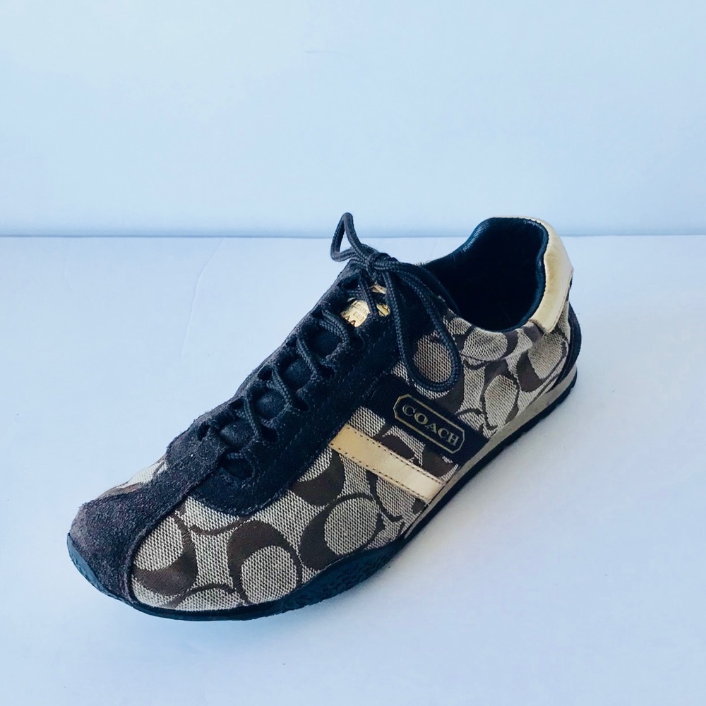 Coach woman’s Sneakers Brown Gold Size 6M - Picture 2 of 8
